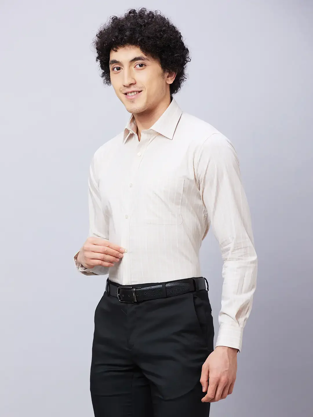 Raymond Men Brown Structured Slim Fit Cotton Formal Shirt - Image 3