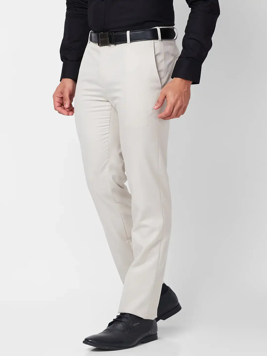 Raymond Men Fawn Structure Slim Fit Polyester Blend Trouser - Image 3