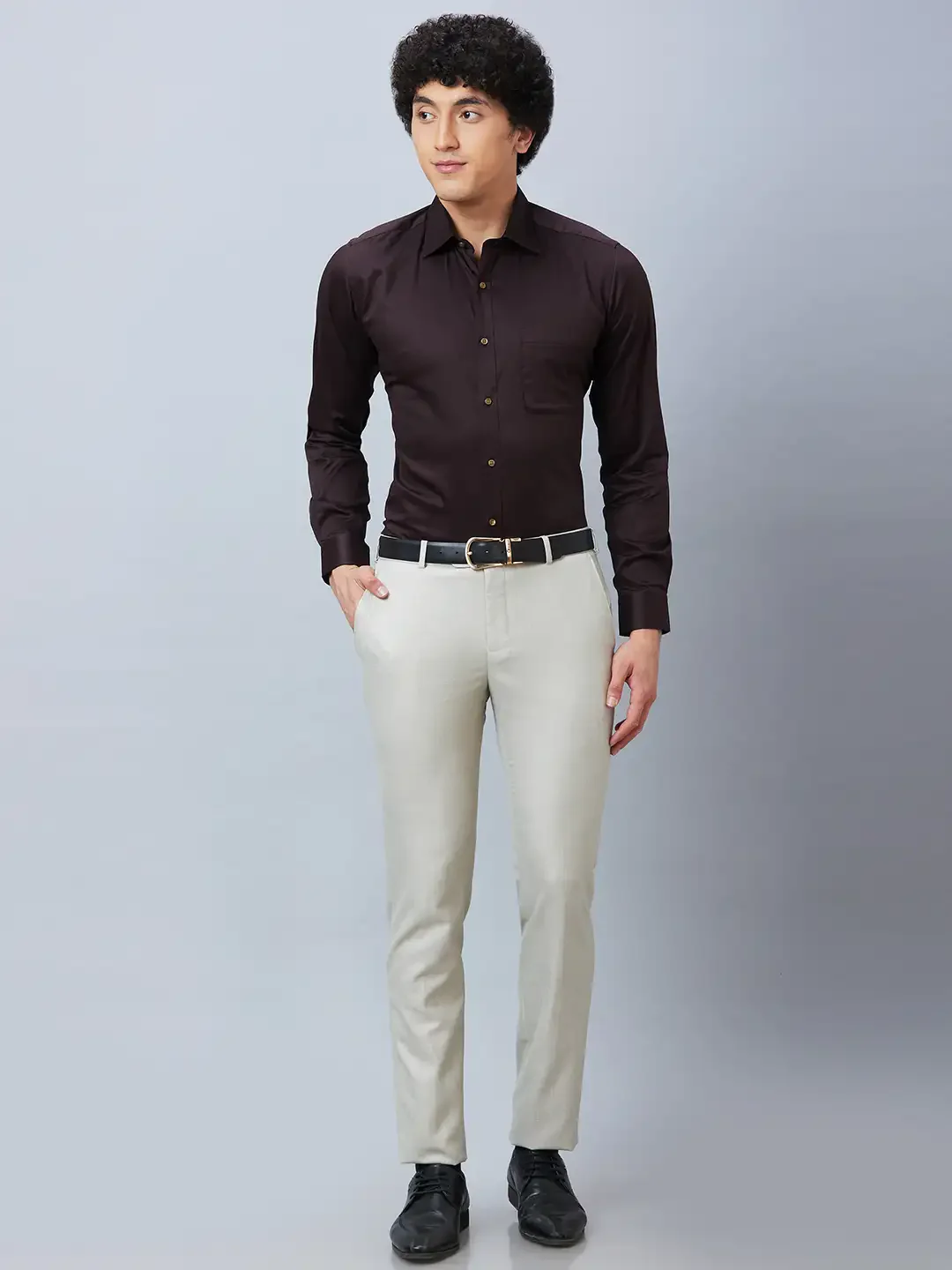 Raymond Men Fawn Structure Slim Fit Polyester Blend Trousers - Image 6