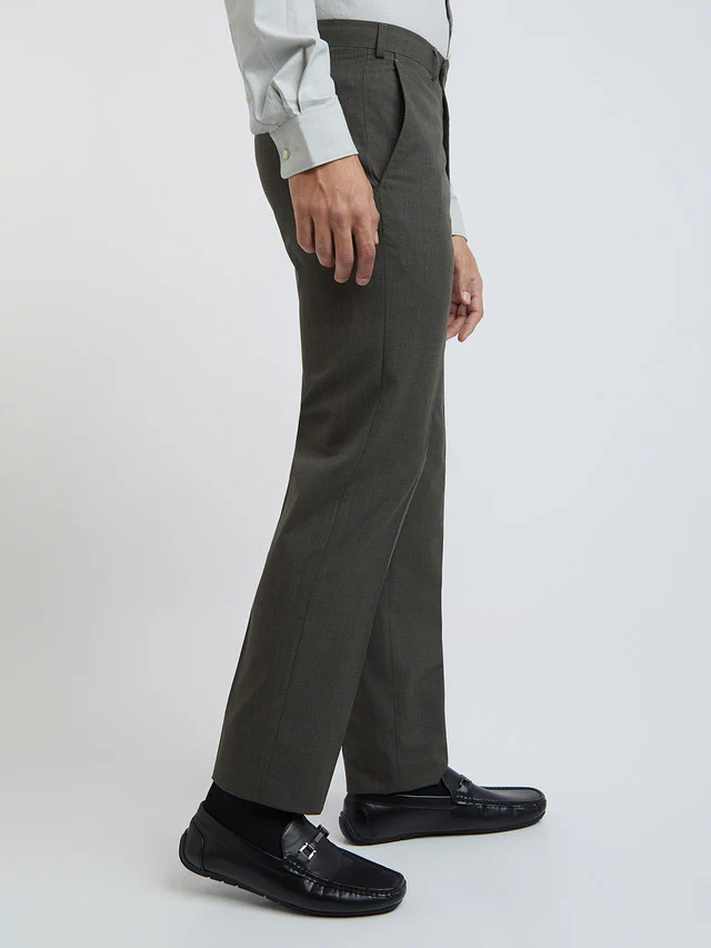 Raymond Men Green Checkered Contemporary Fit Trouser - Image 2