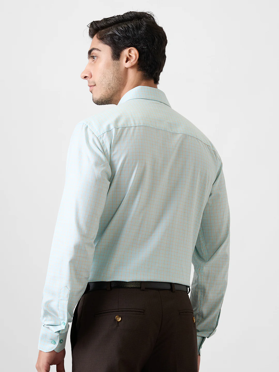 Raymond Men Green Checks Contemporary Fit Cotton Blend Shirt - Image 4