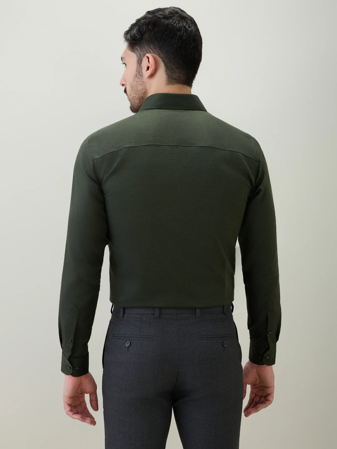 Raymond Men Green Checks Contemporary Fit Cotton Formal Shirt - Image 4