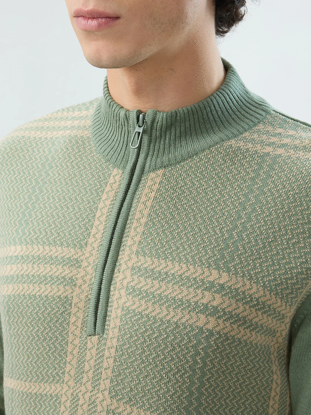 Raymond Men Green Checks Regular Fit Acrlic Blend Sweatshirt - Image 6
