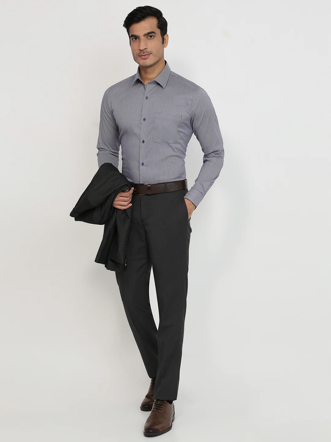 Raymond Men Green Checks Regular Fit Cotton Blend Shirt - Image 5