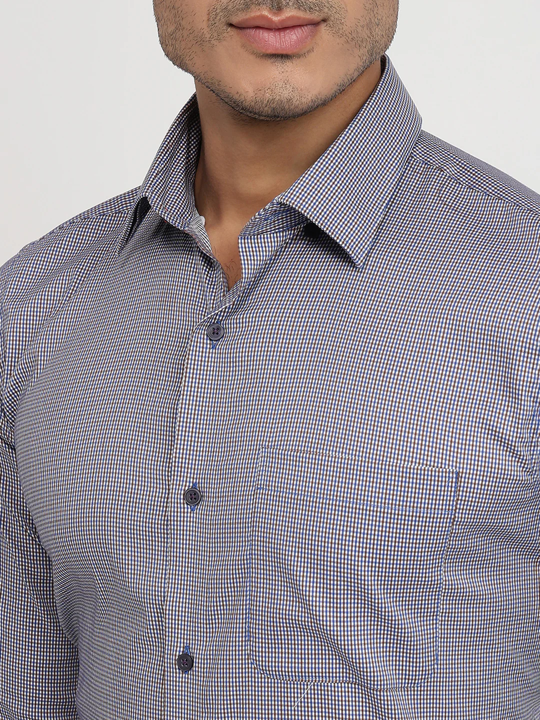Raymond Men Green Checks Regular Fit Cotton Blend Shirt - Image 6