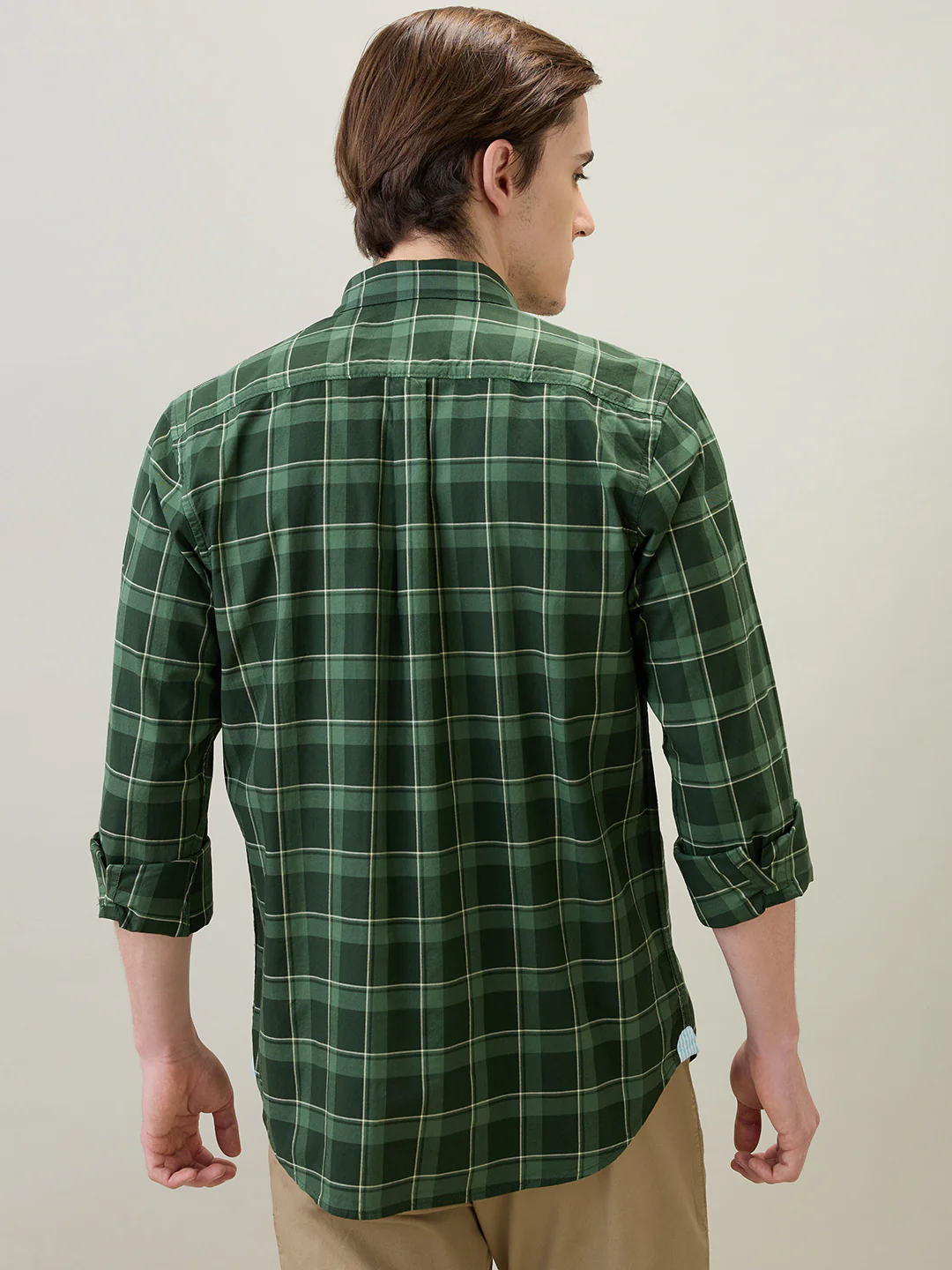 Raymond Men Green Checks Regular Fit Cotton Full Sleeve Casual Shirt - Image 4