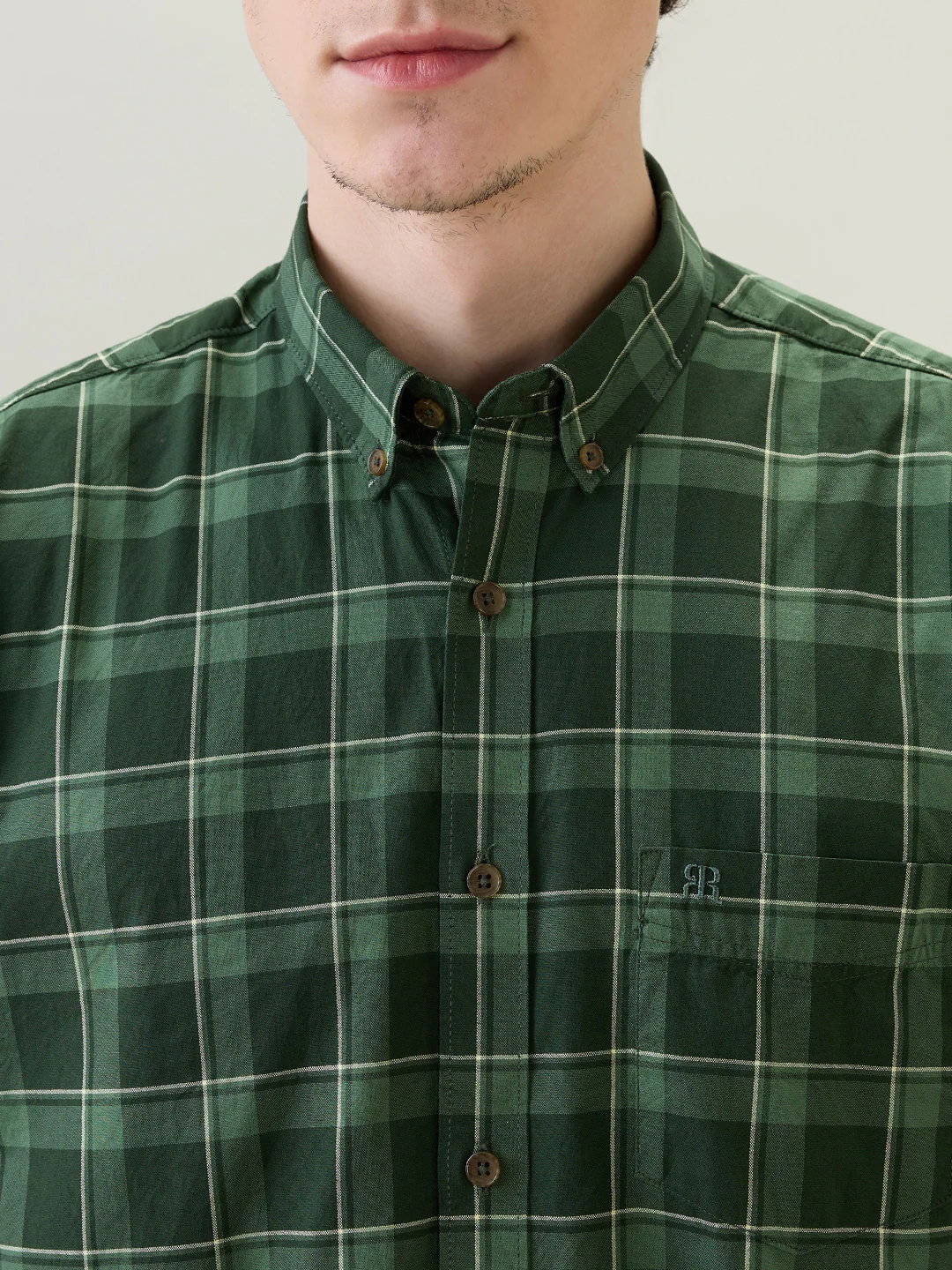 Raymond Men Green Checks Regular Fit Cotton Full Sleeve Casual Shirt - Image 6