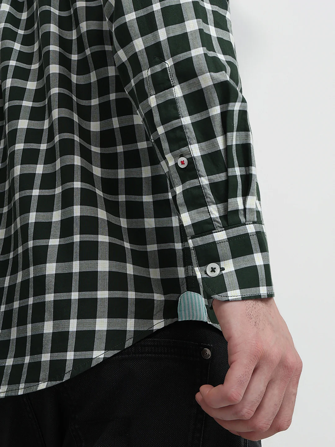 Raymond Men Green Checks Regular Fit Cotton Full Sleeve Regular Collar Casual Shirt - Image 6