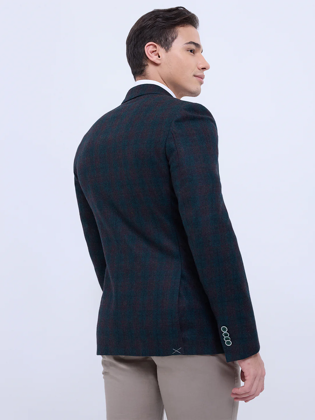 Raymond Men Green Checks Regular Fit Wool Blazer - Image 4