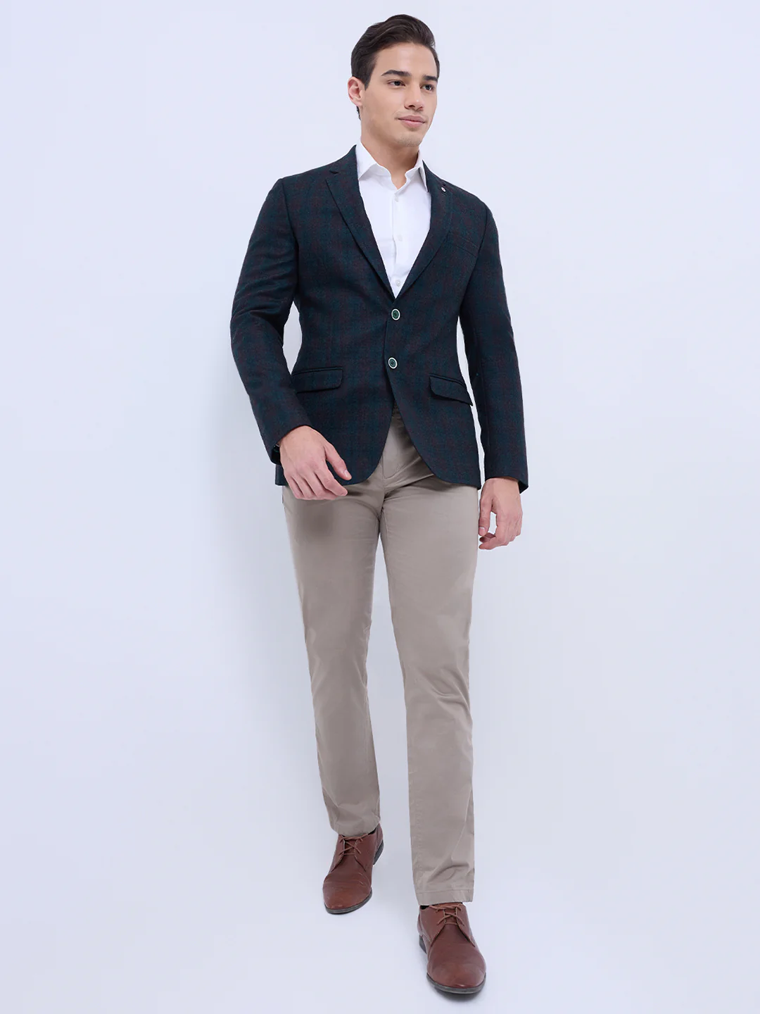 Raymond Men Green Checks Regular Fit Wool Blazer - Image 5