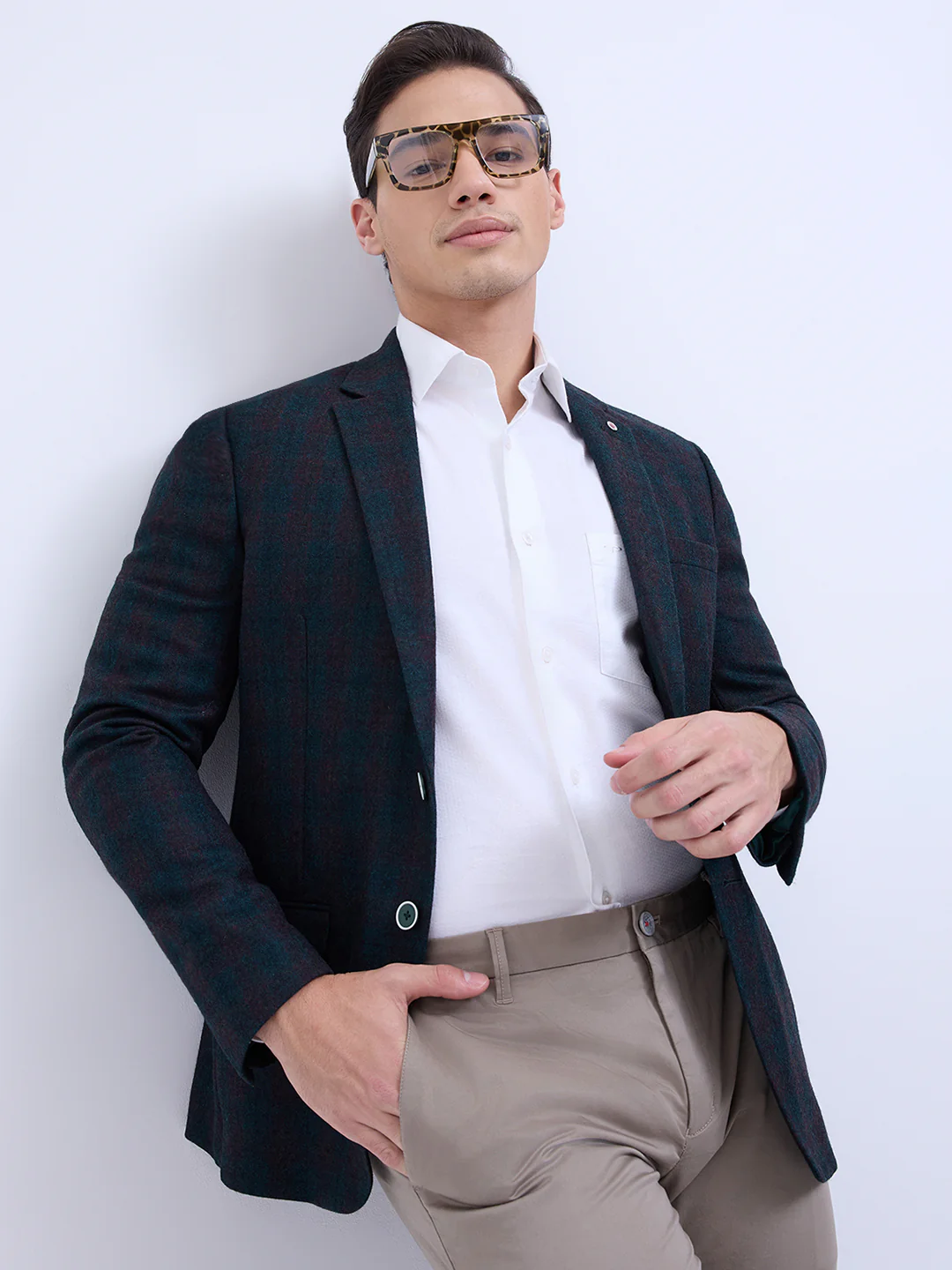 Raymond Men Green Checks Regular Fit Wool Blazer - Image 6
