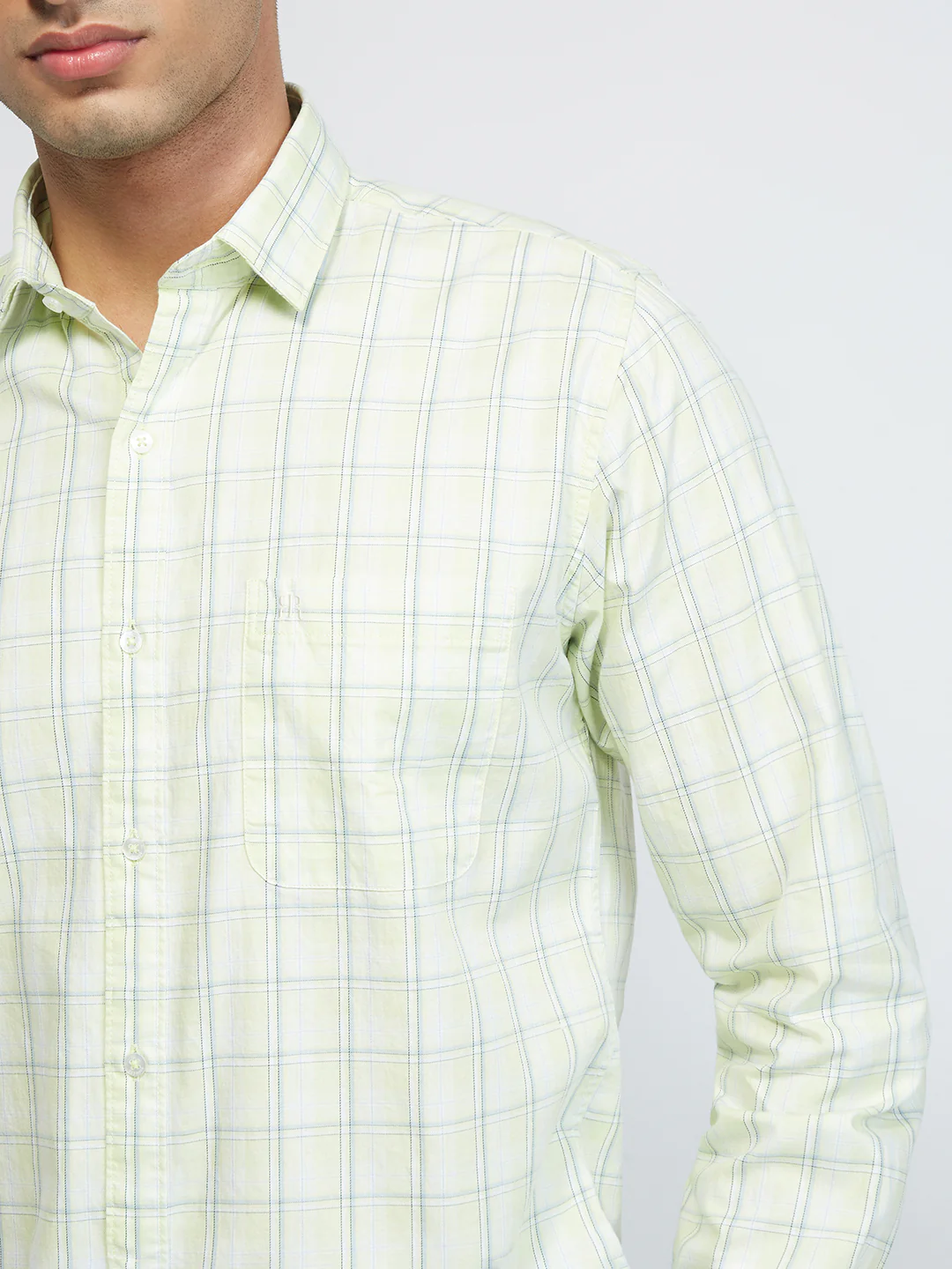 Raymond Men Green Checks Slim Fit Cotton Casual Shirt - Image 6