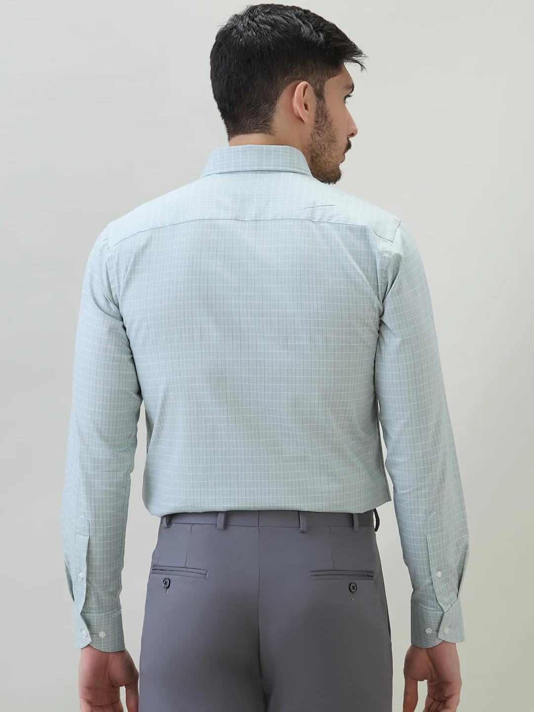 Raymond Men Green Checks Slim Fit Cotton Formal Shirt - Image 4