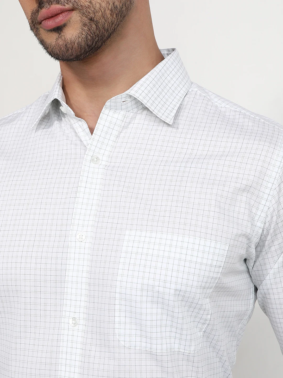 Raymond Men Green Checks Slim Fit Cotton Formal Shirt - Image 6