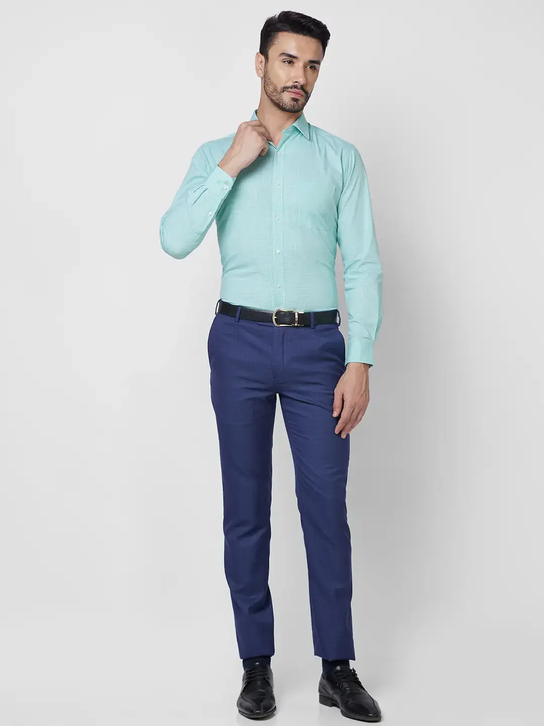 Raymond Men Green Checks Slim Fit Cotton Shirt - Image 6