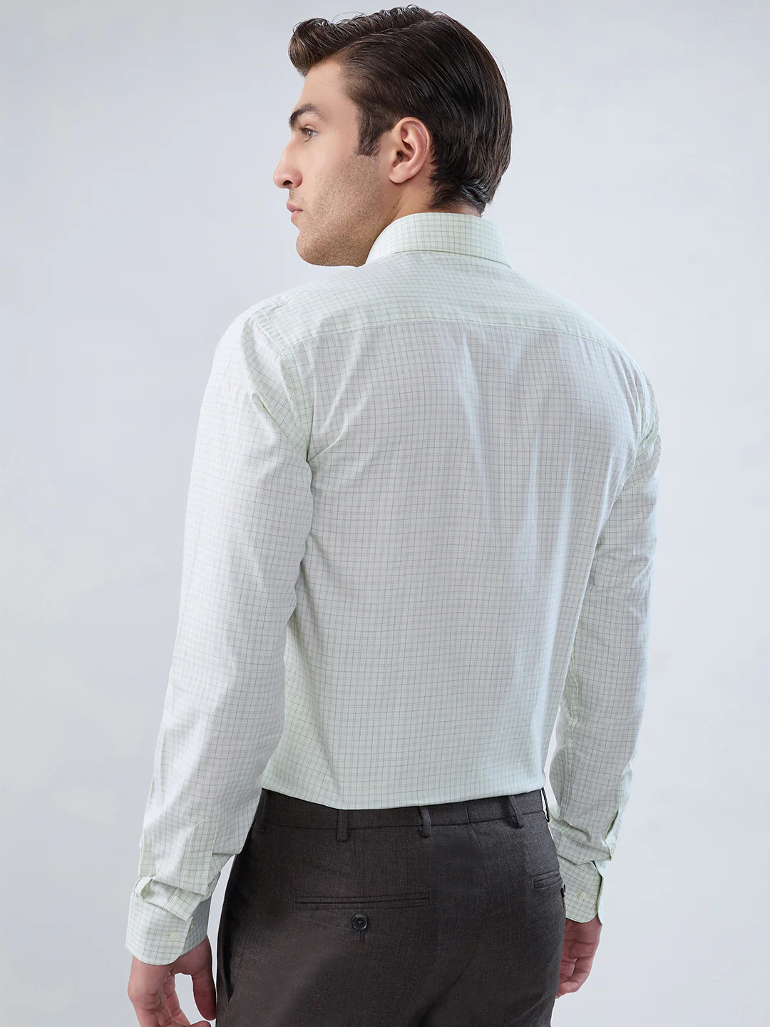 Raymond Men Green Slim Fit Checks Formal Shirt - Image 4