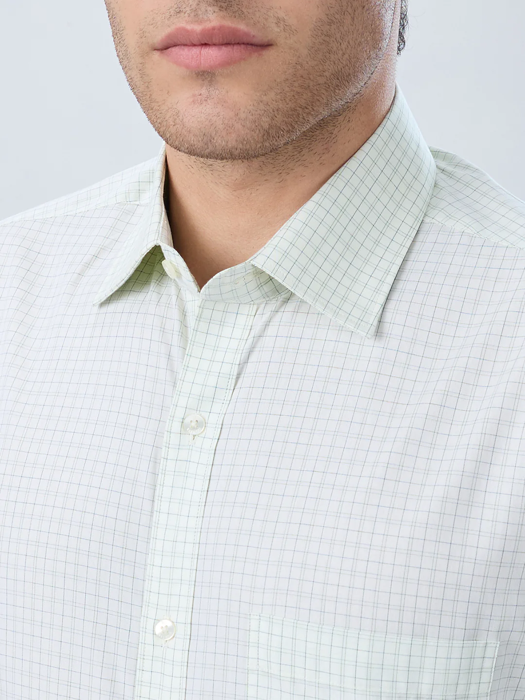 Raymond Men Green Slim Fit Checks Formal Shirt - Image 6