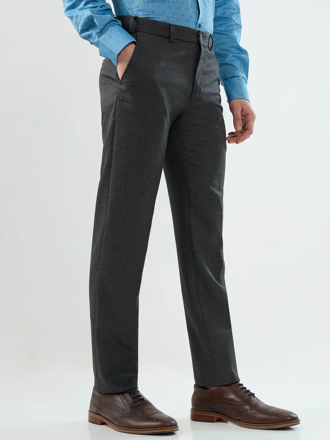 Raymond Men Green Checks Slim Fit Polyester Blend Trouser - Image 2