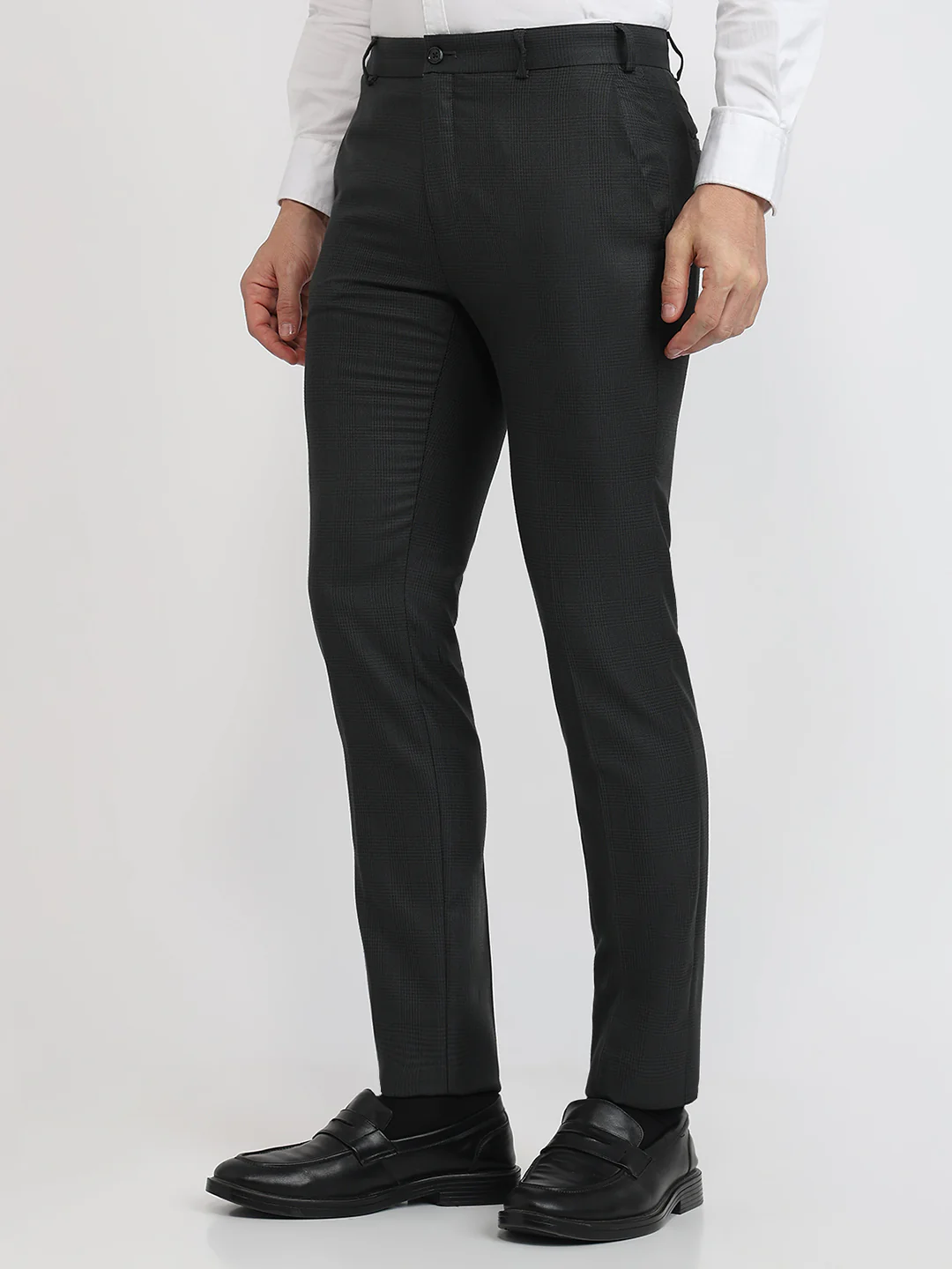 Raymond Men Green Checks Slim Fit Polyester Blend Trouser - Image 2