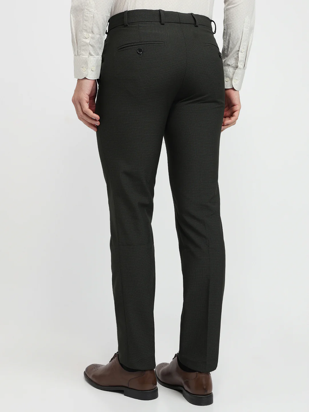 Raymond Men Green Checks Slim Fit Polyester Blend Trouser - Image 4