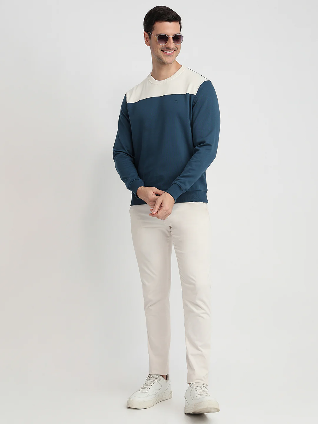 Raymond Men Green Colorblock Regular Fit Cotton Blend Sweatshirt - Image 5