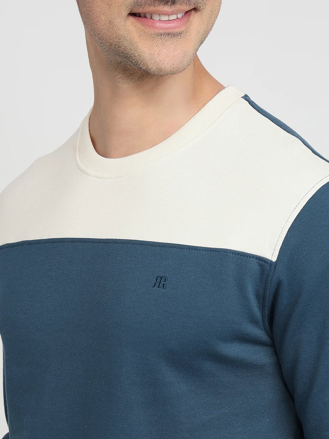 Raymond Men Green Colorblock Regular Fit Cotton Blend Sweatshirt - Image 6