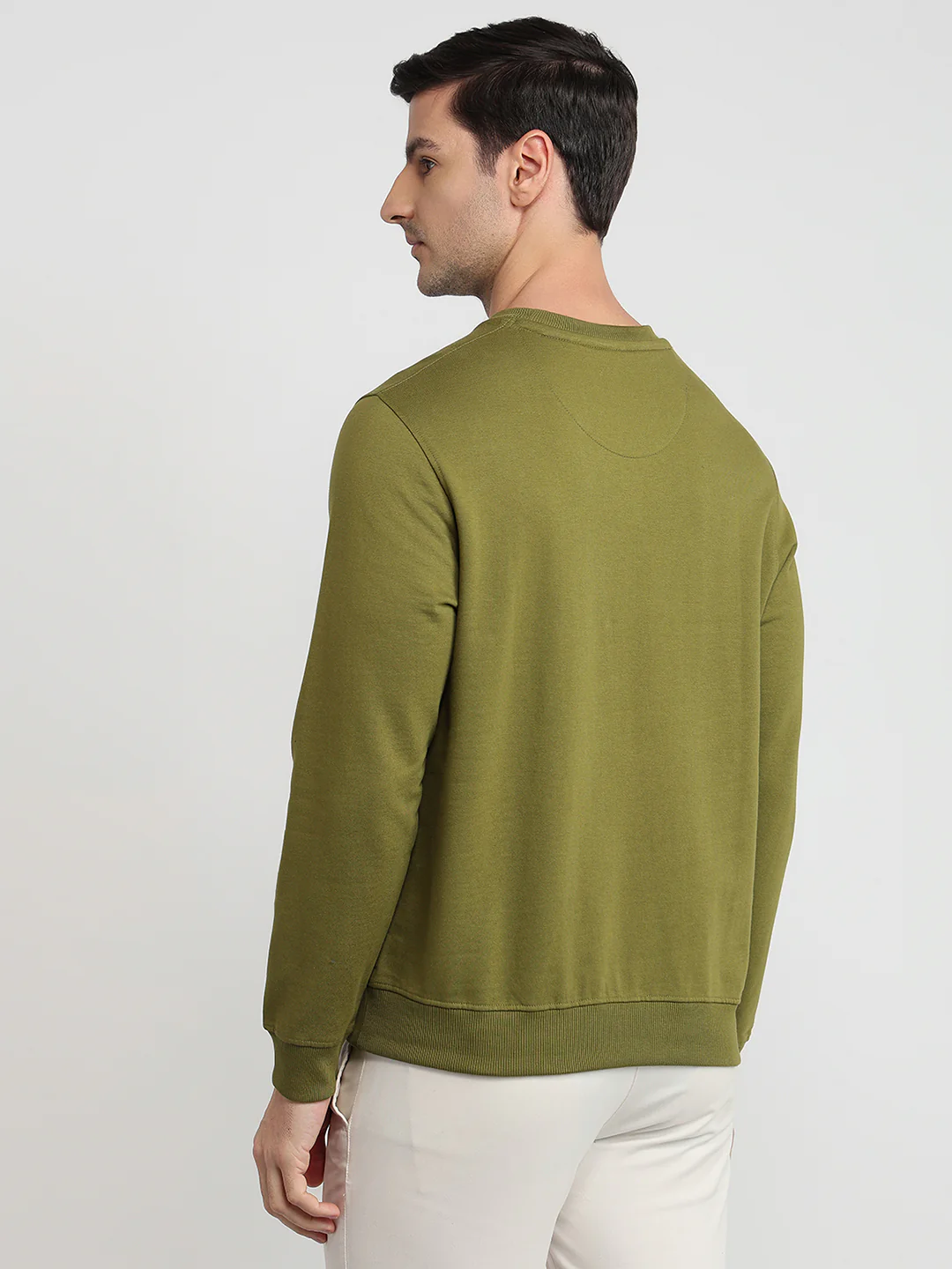 Raymond Men Green Colorblock Regular Fit Cotton Blend Sweatshirt - Image 4
