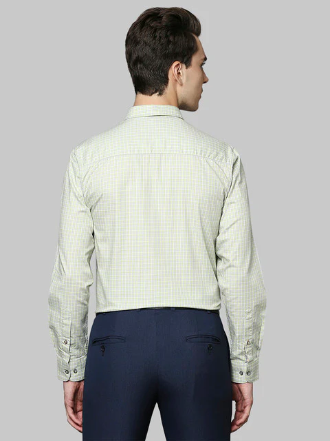 Raymond Men Green Contemporary Fit Checks Regular Collar Shirt - Image 4