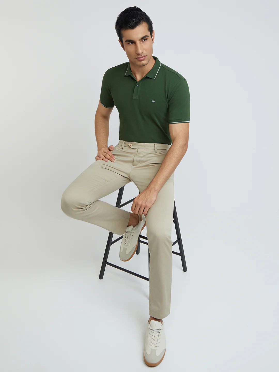 Raymond Men Green Contemporary Fit Solid T-Shirt - Image 6