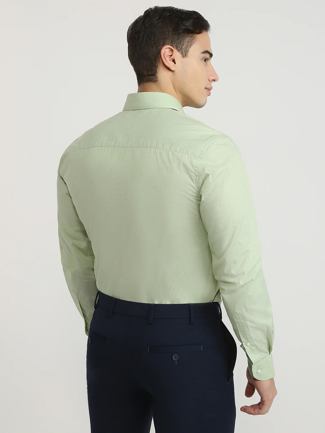 Raymond Men Green Fil-A-Fil Contemporary Fit Cotton Shirt - Image 4