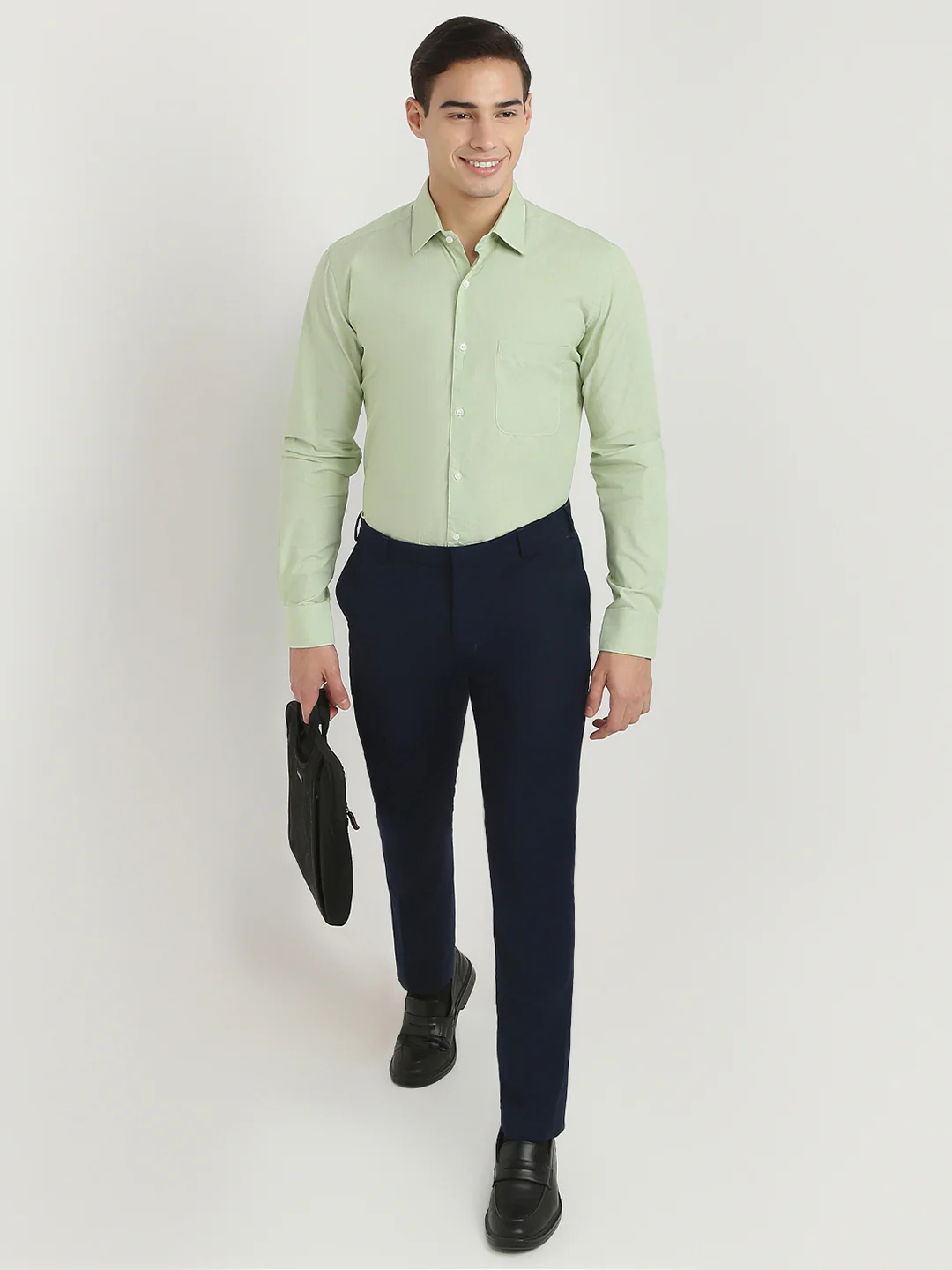 Raymond Men Green Fil-A-Fil Contemporary Fit Cotton Shirt - Image 5