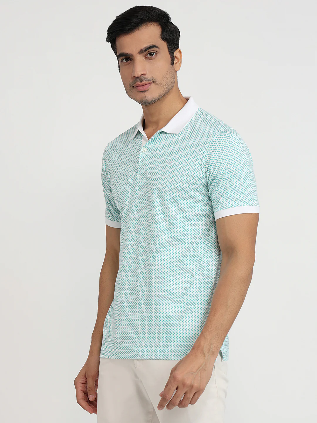 Raymond Men Green Print Modern Fit Cotton T-shirt - Image 2