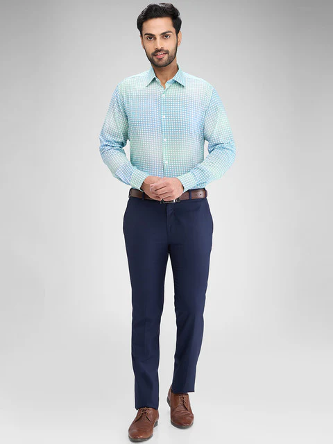 Raymond Men Green Printed Regular Fit Cotton Blend Shirt - Image 5