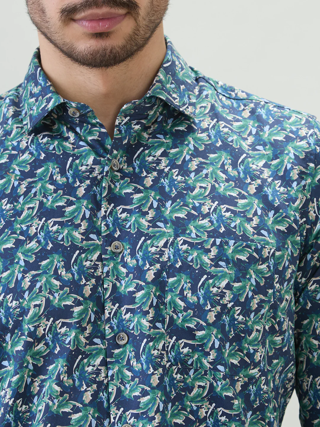 Raymond Men Green Printed Regular Fit Cotton Casual Shirt - Image 6