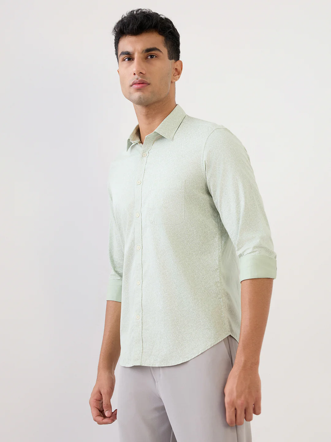 Raymond Men Green Printed Regular Fit Cotton Full Sleeve Casual Shirt - Image 2