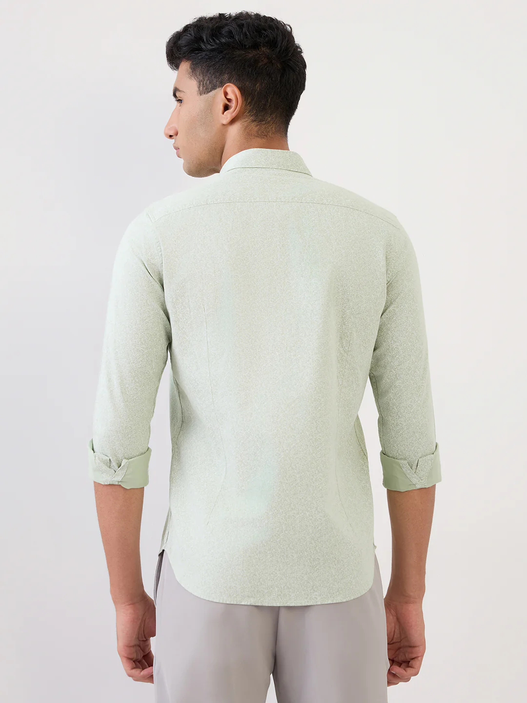 Raymond Men Green Printed Regular Fit Cotton Full Sleeve Casual Shirt - Image 4