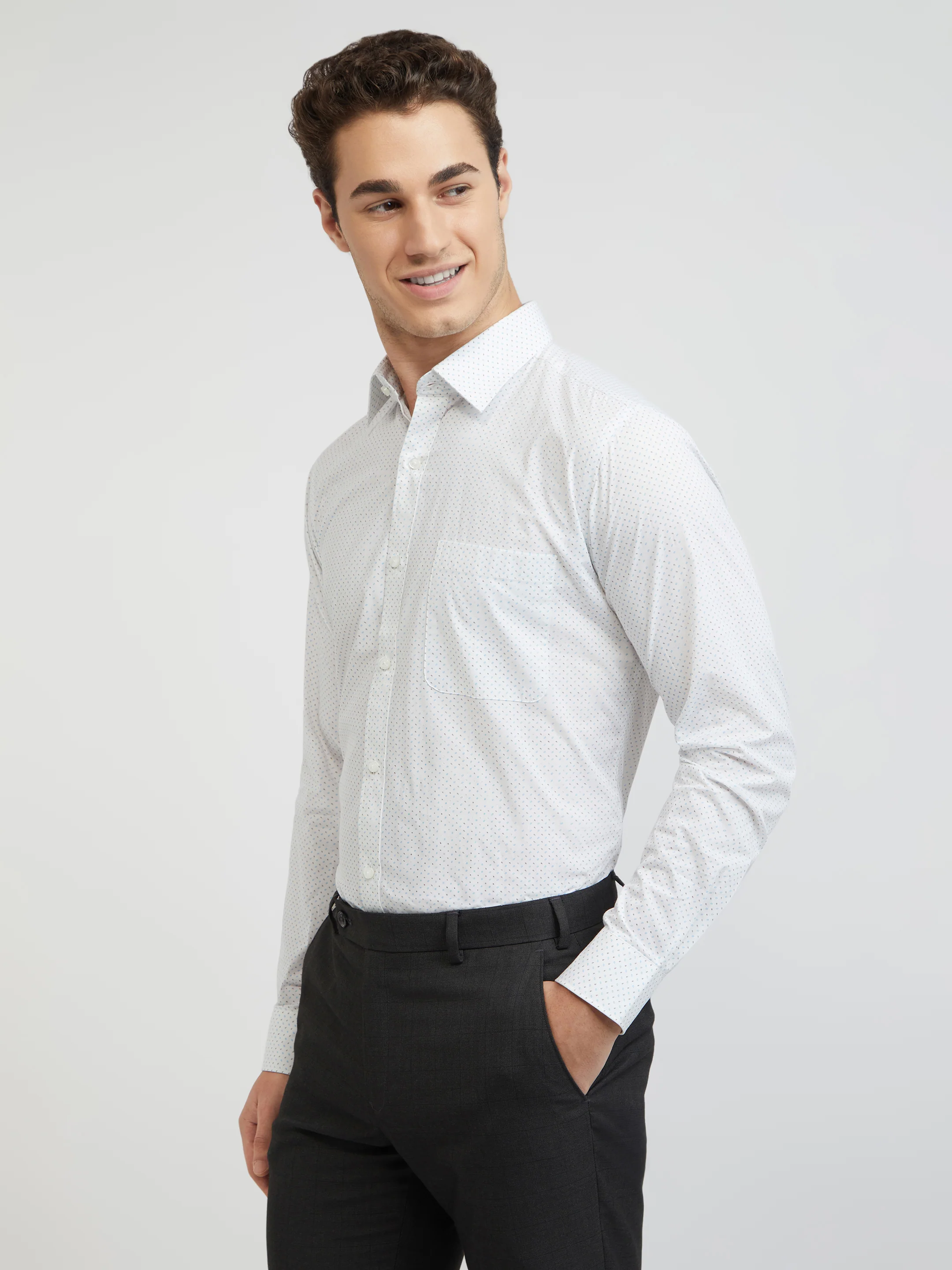 Raymond Men Green Printed Slim Fit Cotton Blend Shirt - Image 3