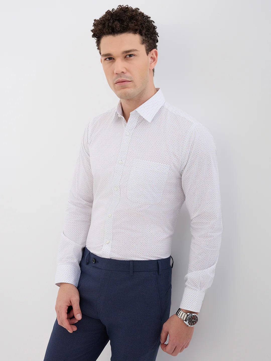 Raymond Men Green Printed Slim Fit Cotton Blend Shirt - Image 6