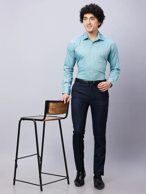 Raymond Men Green Regular Fit Structured Shirt - Image 5