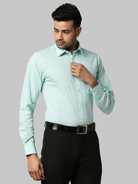 Raymond Men Green Slim Fit Checks Shirt - Image 2