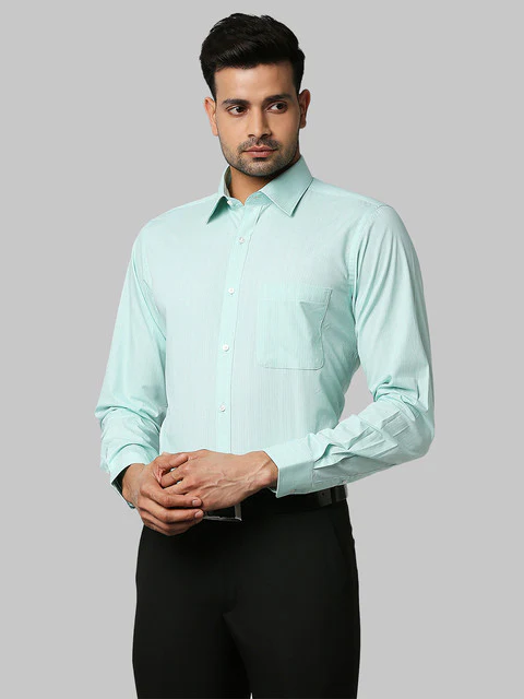 Raymond Men Green Slim Fit Checks Shirt - Image 3