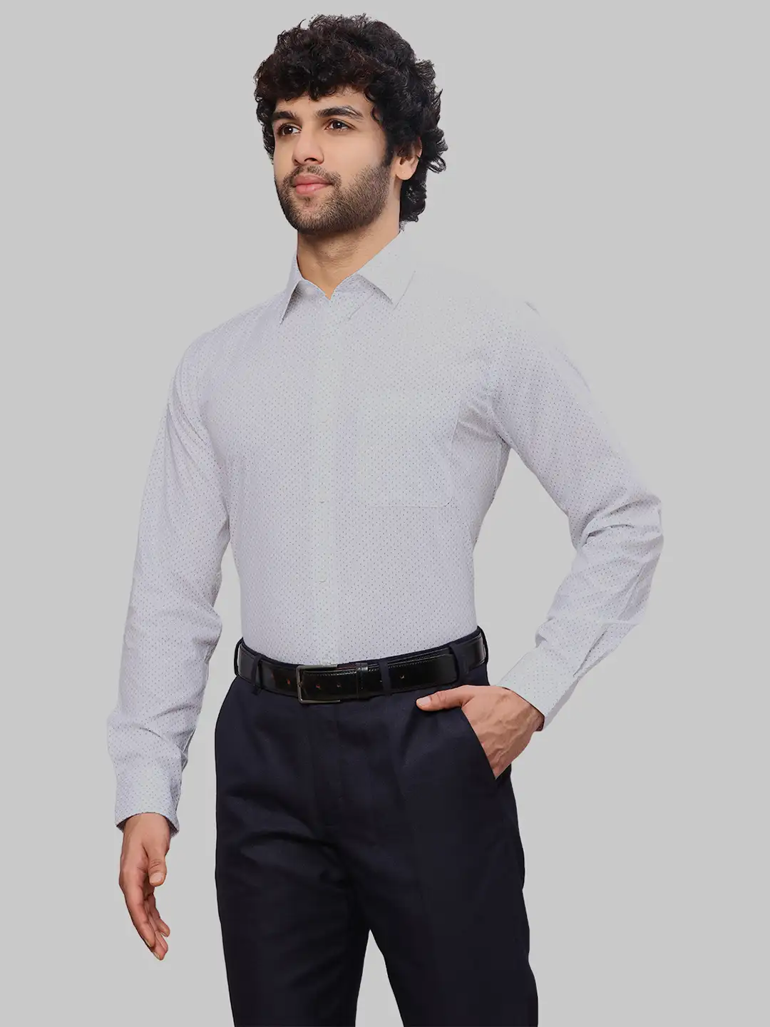 Raymond Men White Printed Slim Fit Cotton Formal Shirt - Image 3