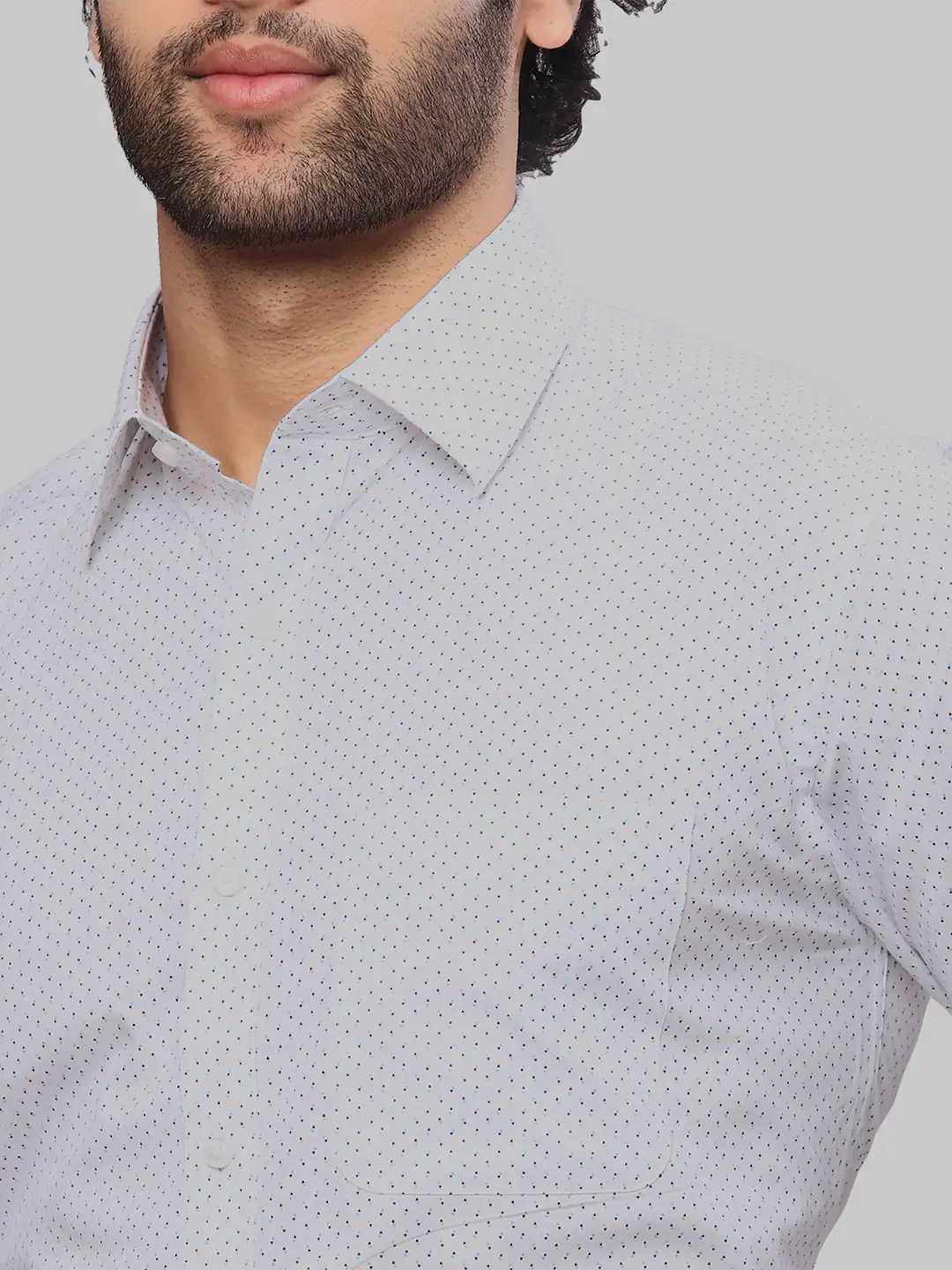Raymond Men White Printed Slim Fit Cotton Formal Shirt - Image 6