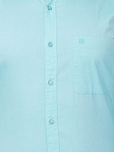 Raymond Men Blue Solid Slim Fit Cotton Casual Shirt - Image 7