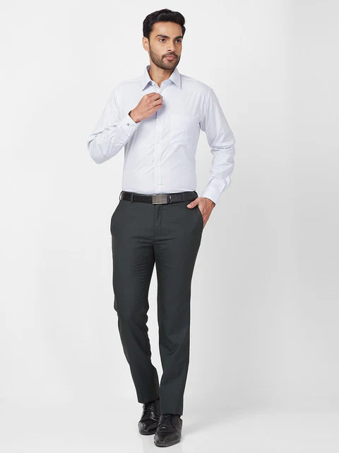 Raymond Men Green Slim Fit Solid Trouser - Image 5