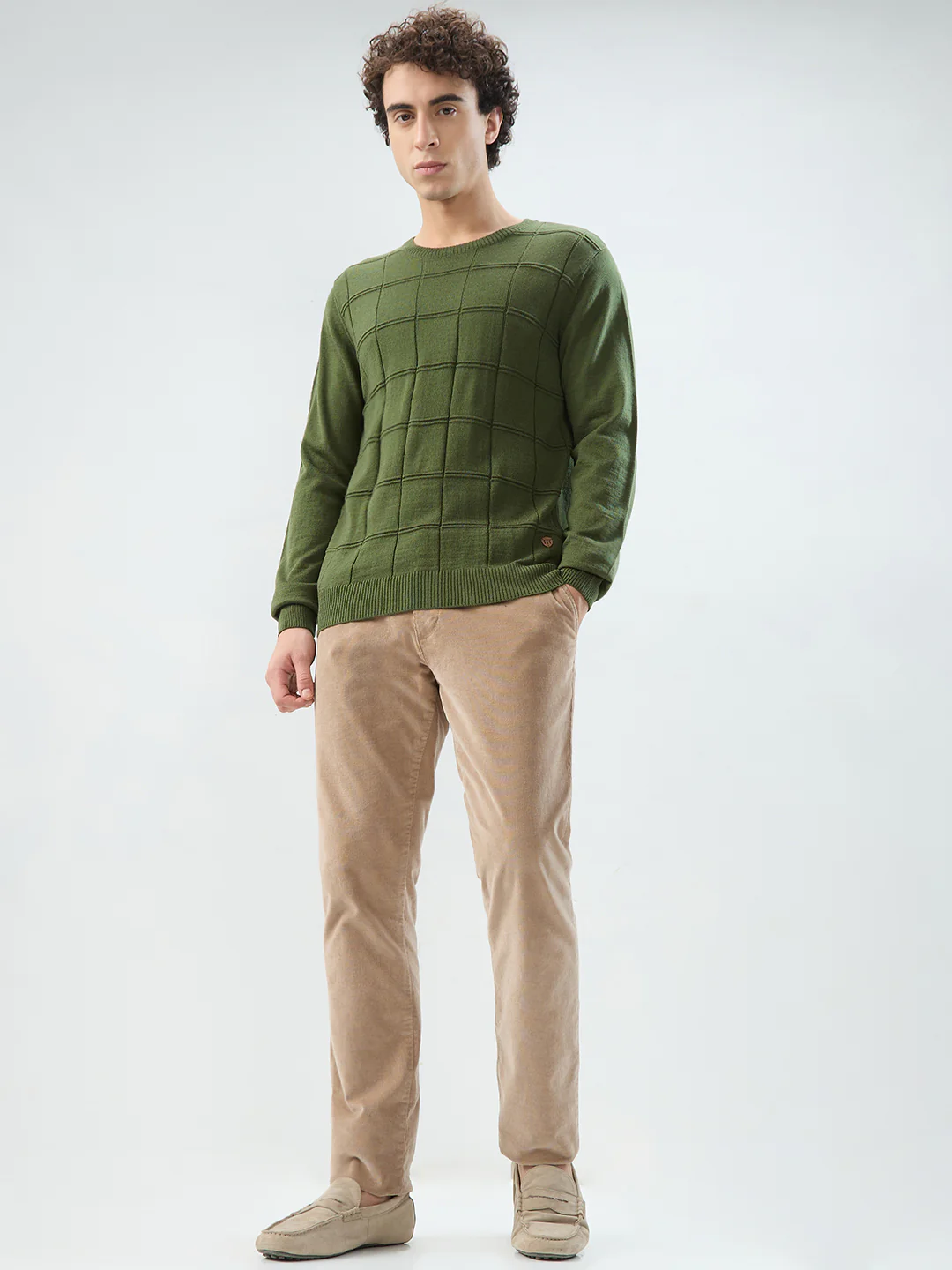 Raymond Men Green Solid Acrlic Blend Sweatshirt - Image 5