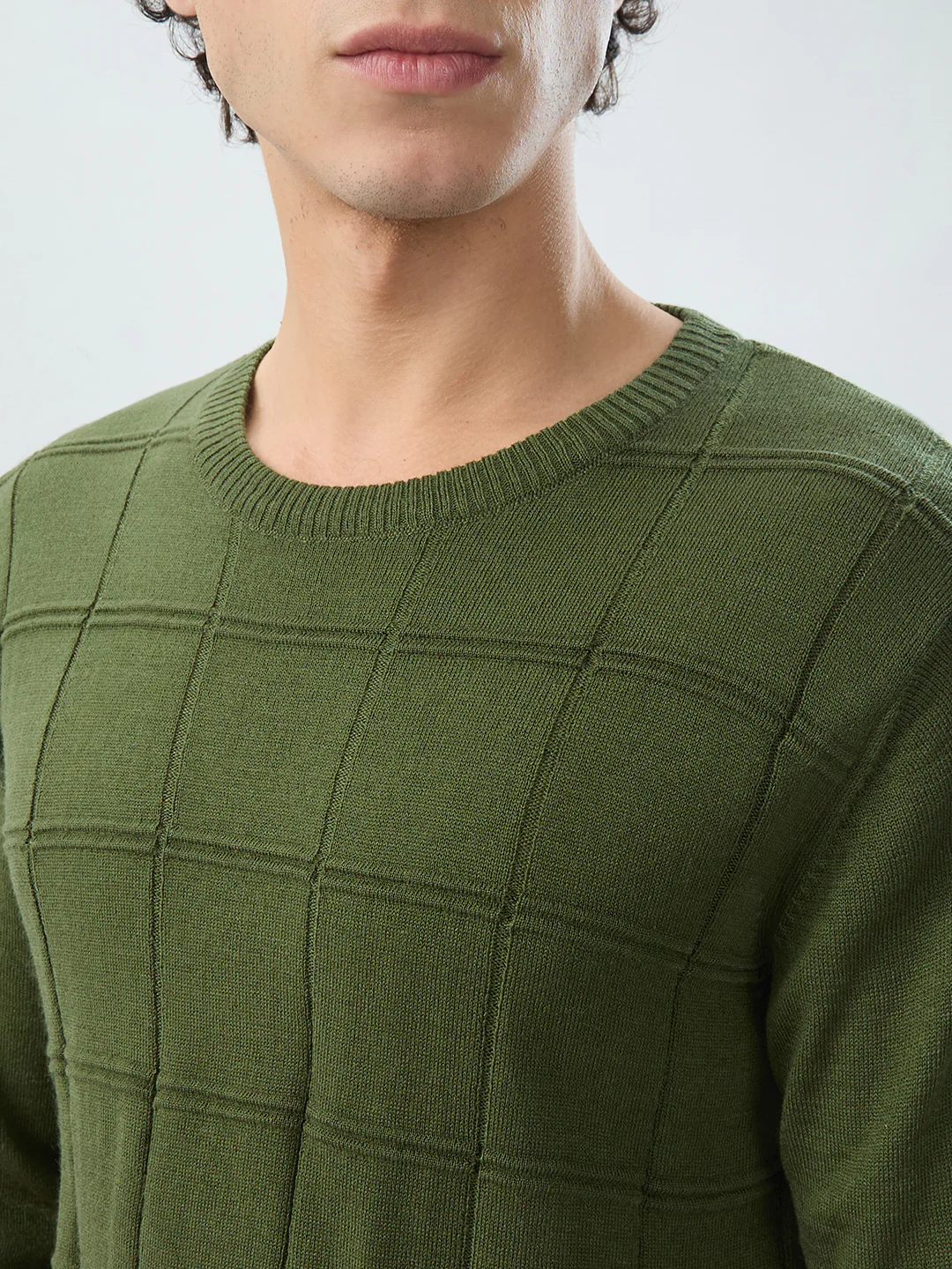 Raymond Men Green Solid Acrlic Blend Sweatshirt - Image 6