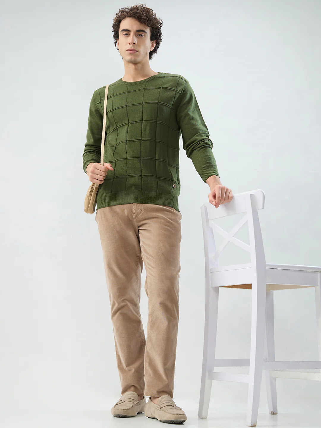 Raymond Men Green Solid Acrlic Blend Sweatshirt - Image 7