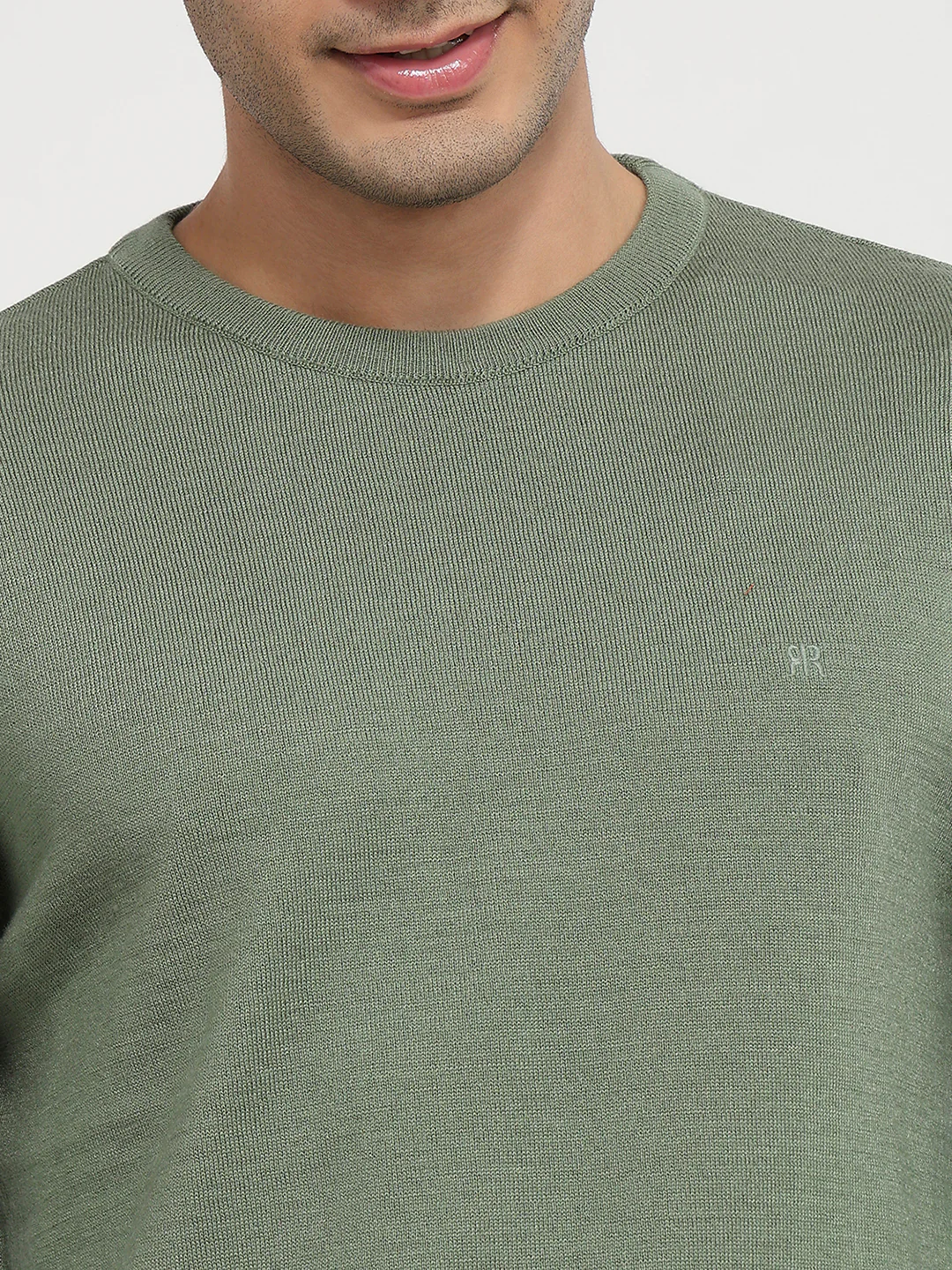Raymond Men Green Solid Acrylic Sweatshirt - Image 6