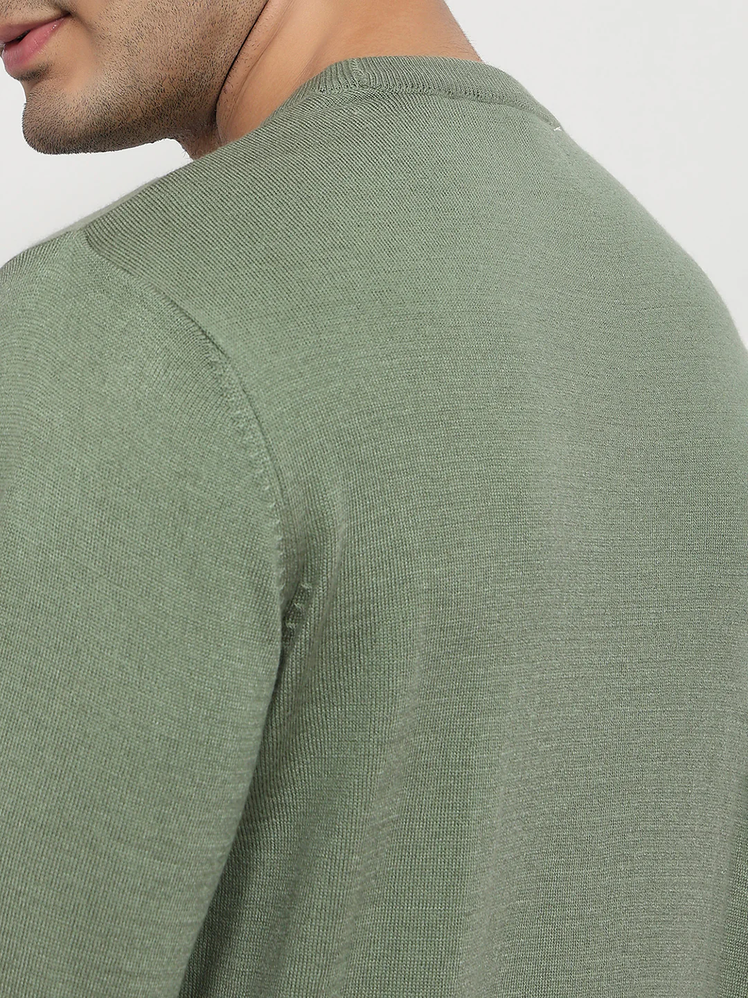 Raymond Men Green Solid Acrylic Sweatshirt - Image 7